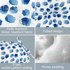 LVTXIII Outdoor Bistro Chair Cushions, 15"x15"x4" Round Patio Chair Cushions, All Weather Tufted Seat Cushions for Patio Furniture Use, Set of 2, Brush Blue - color: Brush Blue