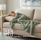 KyraHome 100% Organic Cotton Throw Blankets, 60"x80", Pre-Washed Plant Dyed, Lightweight Gauze Soft Muslin Blankets, Adults, Picnic, Travel, Summer, All Season, Sage Green - color: Sage Green, size: Large Throw