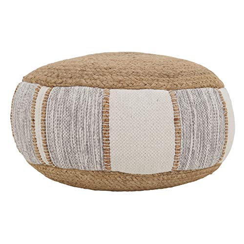 SARO LIFESTYLE Woven Jute and Cotton Pouf