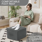 MeMoreCool Square Stuffed Pouf Ottoman Foot Rest, Floor Pouf Foot Stool with Foam Chunk Filling, Soft Stuffed Ottoman Footrest for Living Room - color: Grid Dark Grey
