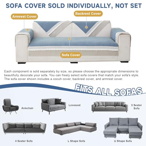 VClife Modern Couch Cover, Non Slip Dog Sofa Cover, Blue, 35.4" x 63" | Pet-friendly Sofa Covers, Scratch-resistant, Waterproof, Non Slip That Stay Firmly In Place, Durable and Machine Washable - color: 01# Blue, size: 35.4" x 63"