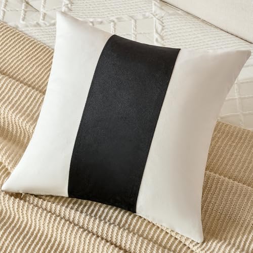 AmHoo Pack of 2 Velvet Panel Cotton Pillow Covers Decorative Pillowcase Cushion for Couch Sofa Bedroom 20 x 20-Inch Black - color: Black, size: 20" x 20" (Pack of 2)