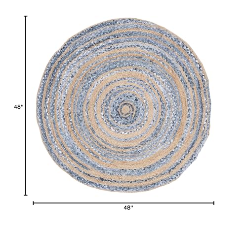SAFAVIEH Cape Cod Collection Area Rug - 4' Round, Blue & Natural, Handmade Braided Jute & Cotton, Ideal for High Traffic Areas in Living Room, Bedroom (CAP209L) - color: Blue/Natural, size: 4' (Round)