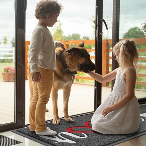 Door Mat, Welcome Mat Low Profile Floor Mat Front Doormat Indoor and Outdoor Doormat Non Slip Rugs for Entryway, Patio, High Traffic Areas (36"x24", Grey-Home) - color: Grey-home, size: 2' x 3' (Rectangular)