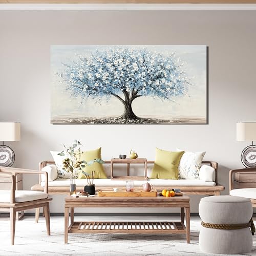 Canvas Wall Art Decor Wall Art Pictures for Living Room Vintage White Blue Wall Art Prints Tree of Life Wall Art Decorations Canvas Art Wall Decor Artwork for Walls Bedroom Office Decor 20" X 40" - color: XY-01J, size: 40"L x 20"W
