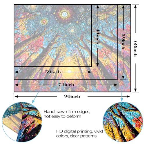 Kanuyee Trippy Glowing Tree Wall Tapestry, Hippie Forest Tapestries for Room Decor, Vibrant Tapestry 60x44 Inch - color: Cosmic Blue Orange, size: 60"L x 44"W