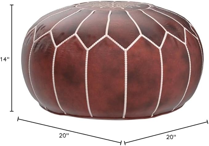ARTOUARZAZATE Premium Moroccan Leather Ottoman Pouf Cover, Ottoman Footstool Hassock 100% Real Natural Leather pouffe, Home Gifts, Wedding Gifts, Foot Stool (Dark Brown)