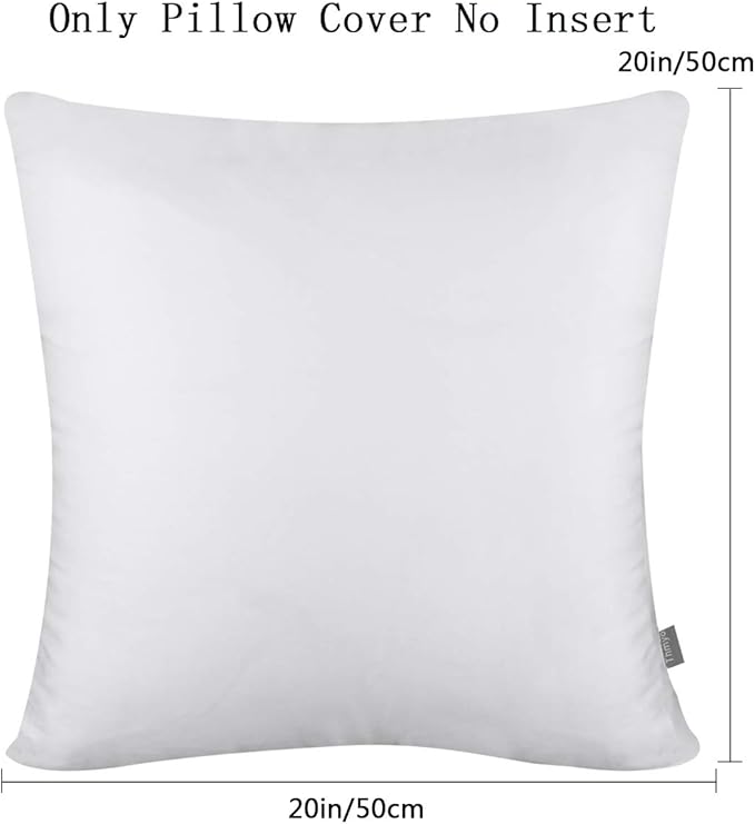Thmyo 4-Pack 100% Cotton Comfortable Solid Decorative Throw Pillow Case, Square Cushion Cover Pillowcase Sublimation Blank Pillow Covers Valentines Day DIY Throw Pillowcase(20x20inch/50x50cm,White)
