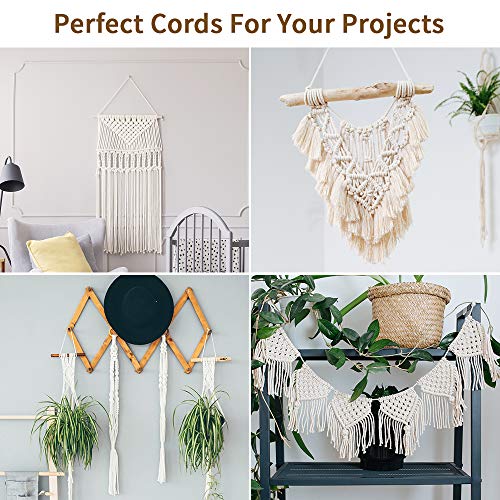 Macrame Cord 4mm x 328Yards(984Feet),Natural Cotton Macrame Rope - 3 Strands Twisted Macrame Cotton Cord for Wall Hanging, Plant Hangers, Crafts, Gift Wrapping and Wedding Decorations - color: Natural Color, size: 0.16 in x 328 yd
