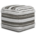 SIMPLIHOME Sommer Boho Square Pouf in Natural/Taupe Grey Handloom Woven Pattern for the Living Room, Bedroom and Kids Room - color: Natural/Taupe Grey, style: Cotton Pouf