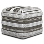 SIMPLIHOME Sommer Boho Square Pouf in Natural/Taupe Grey Handloom Woven Pattern for the Living Room, Bedroom and Kids Room - color: Natural/Taupe Grey, style: Cotton Pouf