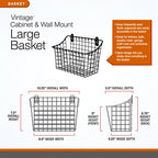 Spectrum Large Wall Mounted Wire Basket Industrial Gray Kitchen Wall Mount Organizer Storage Basket, Wire Basket for Kitchen Bathroom Pantry Organization, Wall Hanging Wire Caddy for Modern Homes - size: Large