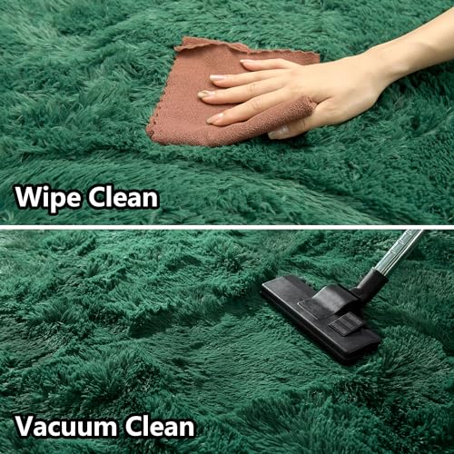 Awaytail Fluffy Throw Fade Resistant 3x5 Feet, Jasper Small Throw for Boys Room, Plush Furry Bedside Rug for Bedroom - color: Blackish Green, size: 3' x 5' (Rectangular)