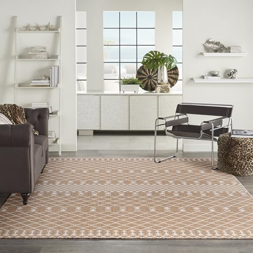 Nourison Home Positano Jute 9' x 12' Area Rug - Easy Clean, Non Shedding, Bed Room, Living Room, Dining Room, Kitchen (9' x 12') - color: Jute, size: 9' x 12' (Rectangular)
