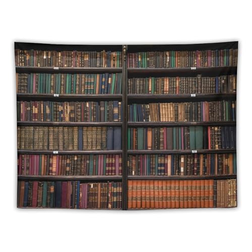 Bookshelf Tapestry Vintage Library Wall Hanging Tapestries,Old Books on Shelf Classical Study Room Student Study College Dorm Bedroom Living Room 60"x40" - color: Bookshelf-1, size: W60xL40in