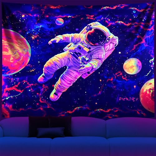 NYZE Astronaut Space Tapestry for Bedroom, Glow in the Dark Room Decor Wall Tapestries, Cool Galaxy Planet Wall Hanging, Wall Hanging for Men Guys Gamer Room Dorm Living Room 59in×51in - color: Astronaut I, size: 59"L x 51"W