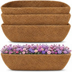 Y&M 4pcs 24" Trough Coco Liner for Window Box Deck Basket Planter Trough Coconut Fiber Liners, Coconut Fiber Pre-Formed Replacement - color: 4pcs 24in Arc