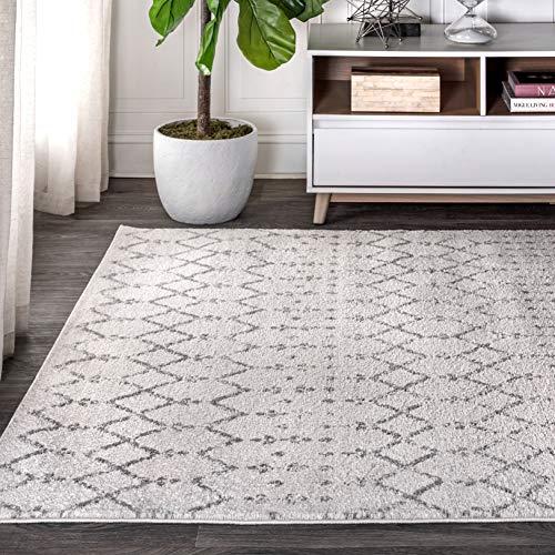JONATHAN Y Boho Vintage Diamond Cream/Gray Indoor Area Rug 5X8 ft, Moroccan Hype for Living Room, Bedroom, Kitchen, Office, Easy-Cleaning, High Traffic, Pet-Friendly, Non-Shedding (MOH101B-5) - color: Cream/Gray, size: 5'3" x 7'7" (Rectangular)