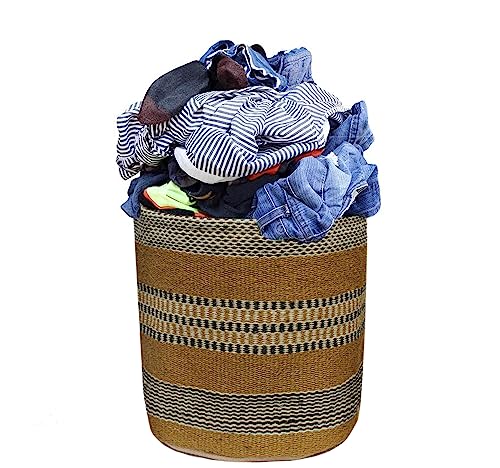Sturdy Jute Planter Basket Modern Woven Basket for 8" Floor Indoor Planters, 10” x 10” Storage Organizer Basket Home Decor, Boho Chic Storage Earth-Friendly Planter (10x10 Inches, Multi Strip) - color: Multi Strip, size: 10x10 inches