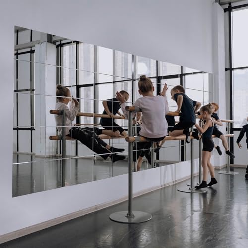 Ruomeng Home Gym Mirrors 12 Inch x 12Pcs Wall Mounted Mirror Glass Frameless Full Length Mirror Tiles for Home Gym, Bedroom, Door & Bathroom - size: 12"x12"-12pcs