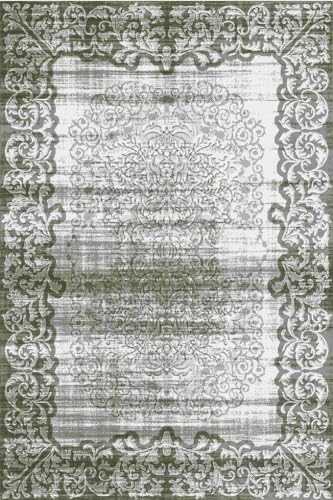 Distressed Green Grey Classical Floral Pattern Retro Area Rug for Livingroom Bedroom Washable Wool Soft Rug Under Dining Table No Slip Indoor Floor Carpet 2x3 - color: B, size: 2' x 3' (Rectangular)