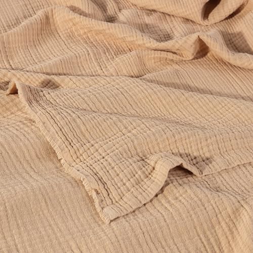 Muslin Blanket - Pure 100% Turkish Cotton Airy Soft Light Versatile Gauze Throw Blanket for Bed, Couch, Sofa (Beige, Throw Size (50" x 66" inch)) - color: Beige, size: Throw Size ( 50" x 66" inch )