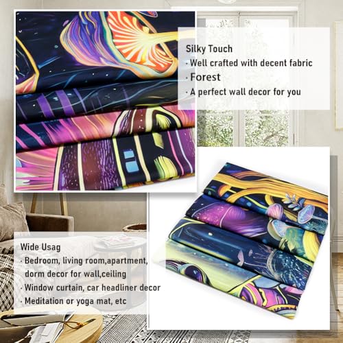 Amonercvita Blacklight Alien UFO Tapestry Neon Mushroom Floral Tapestries UV Reactive Yoga Meditation Tapestry Fantasy Forest Tapestries Wall Hanging Backdrop for Home Decor - size: 59.1"L x 78.7"W