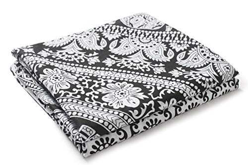 Popular Handicrafts Printed Curtains Panels Set of 2 Indian Hippie Bohemian Beautiful Elephant Mandala Curtain Panels Black and White 42x100 Inch - color: Black and White, size: 42"W x 100"L (Pack of 2)