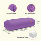 Yoga Bolster Pillow for Restorative & Yin Yoga - Meditation Pillow with Velvet Cover - Rectangular