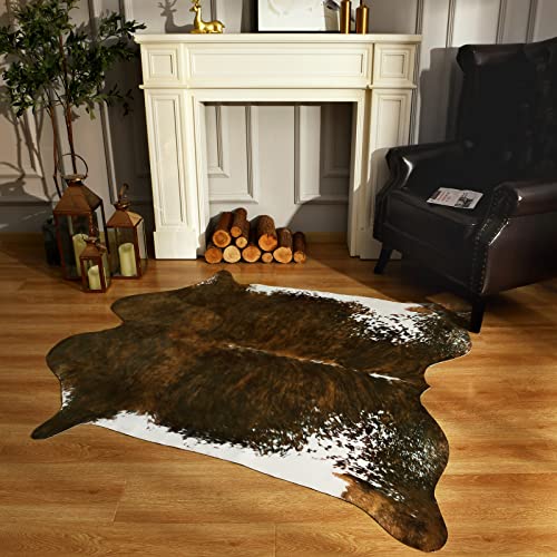 BENRON Faux Cowhide Rug, Western Cow Hide Rugs for Living Room Bedroom Home Decor, Non Slip Cute Rug with Irregular Animal Skins and Hides, Olive Green, 4.6 x 5.2ft - color: Olive Green, size: 4'7" x 5'2" (Irregular)