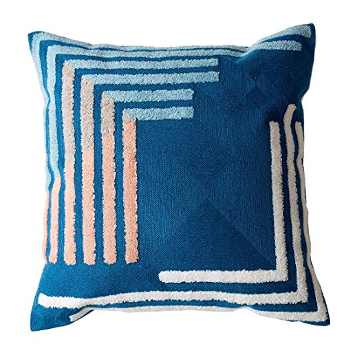 vctops Boho Geometric Tufted Decorative Throw Pillow Cover Farmhouse Cotton Embroidery Accent Square Cushion Case for Couch Sofa Bed (EmbroideryB, 18"x18") - color: Embroideryb, size: 18" x 18" (Pack of 1)