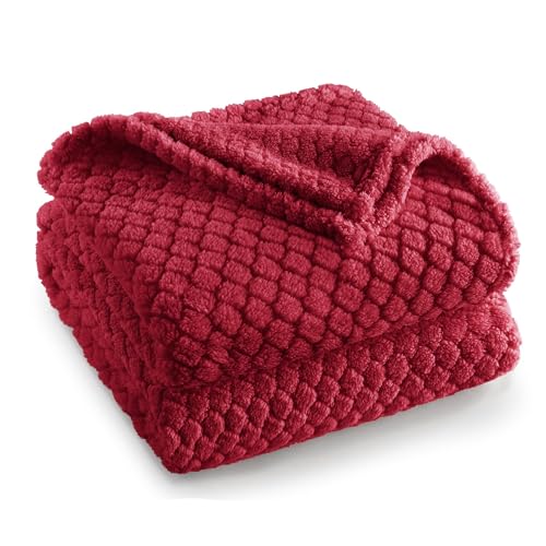 Exclusivo Mezcla Fleece Throw Blanket for Couch and Bed, Extra Soft Warm Decorative Fuzzy Throws for Women, Lightweight Cozy Blankets Size 50x60 Inches, Deep Red - color: Deep Red, size: Throw ( 50x60 IN )