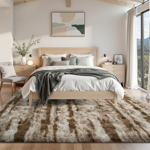 8x10 Ft Fuzzy Rugs for Living Room,Khaki Neutral Bedroom Area Rug Non-Slip,Carpet for Nursery Kids PlayRoom Indoor Modern Plush Carpets - color: B-khaki 24sm02, size: 8' X 10' (Rectangular)