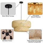 23.65” Farmhouse Bamboo Chandelier 4-Lights Large Hand-Woven Rattan Pendant Light Boho Bamboo Dining Room Lights Fixtures for Bedroom Living Room Restaurant Cafe Kitchen Island - color: Beige-23.65IN