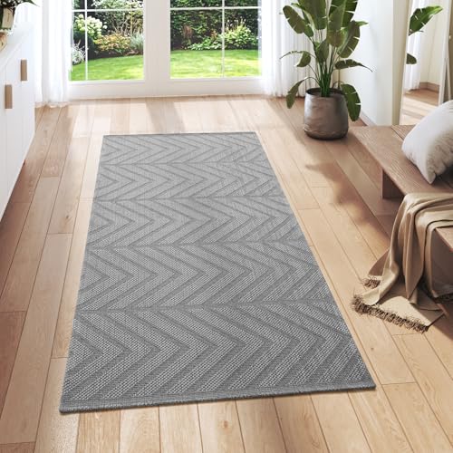 2x5 Runner Rug Non Slip Washable, Hallway Runner for Kitchen Floor, Low Profile Laundry Room Mat, Easy Clean Woven Carpet for Entryway Narrow Hall, Grey - color: Grey-c, size: 2' x 5'