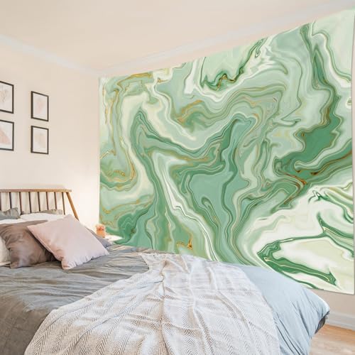 SCECALA Sage Green Marble Tapestry Abstract Green Gold White Swirl Marble Texture Wall Tapestry Modern Watercolor Wall Hanging for Bedroom Living Room Teen Dorm Party Home Decor 59x51 Inch - color: Sage Green, size: 51"L x 59"W