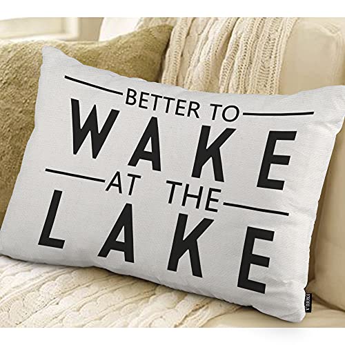 EKOBLA Better to Wake at The Lake Pillow Cases Throw Pillow Covers Funny Quote Adventure Happy Camping Square Throw Waist Pillow Case Cushion Cases for Sofa Bedroom Living Room 12x20 Inches - color: Multi-bs21, size: 20" x 12" (Pack of 1)