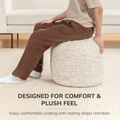 Anji Mountain Pouf Ottoman Foot Rest, Handmade Ottoman Pouf, Comfortable Foot Stool, Decorative Floor Seating for Living Room Decor, Bedroom & Home Décor Accent - Ivory - color: Ivory