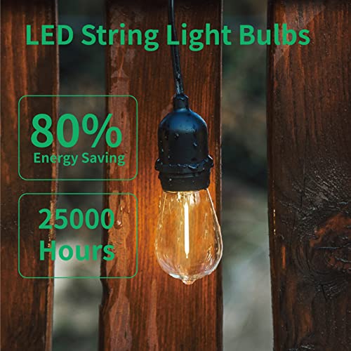 Meconard 30 Pack S14 Edison String Light Bulbs, 1 Watt Replacement Bulbs for Outdoor String Lights, Low Wattage Shatterproof LED Filament Patio Bulbs, E26 Medium Base, 2200K Warm White, Non-Dimmable - color: Warm White, size: 30 Count (Pack of 1)