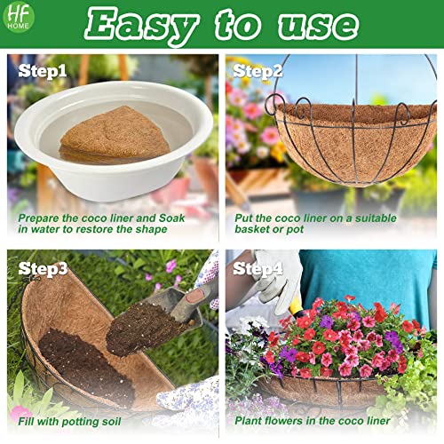 HFHOME 14" Dia Half Round Coco Liner, Half Circle Wall Coir Planter, Coco Fiber Replacement Liners for Wall Hanging Baskets- 2 PCS - size: 14"-2PCS