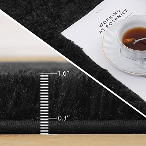 Kelarea Area Rug for Living Room, 4x6 Non-Slip Black Rug Fluffy Soft Shag Rugs, Fuzzy Shaggy Plush Carpet for Bedroom, Nursery Rooms, Home Dorm - color: Black, size: 6' x 4' (Rectangular)