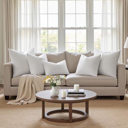 MIULEE Pack of 4 20x20 Pillow Inserts, Premium Feather and Down Decorative Throw Pillows, Fluffy and Choppable, Cotton Fabric for Sofa Bed Couch - size: 20x20 Inch