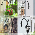 12 Inch Heavy Duty Plant Hanger Wall Hook 2 Pack - Black Iron Hanging Plant Bracket Holds 44 lbs - Rust Resistant Indoor Outdoor Hooks for Bird Feeders Lanterns Wind Chimes Hanging Baskets with Screws - size: 2 Pieces