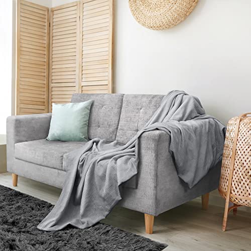Utopia Bedding 100% Cotton Thermal Blanket Cool Grey King Size Soft, Lightweight, Breathable, Cozy Spring and Summer Blankets for Bed, Home Room Decor Gifts for Women and Men (90x108 Inches) - color: Cool Grey, size: King