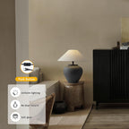 Farmhouse Table Lamps Black 18.8" Tall Ceramic Table Lamp Rustic Southwestern Clay Pot Ceramic Lampshade with Fabric Shade Bedside Nightstand for Living Room Bedroom House Office Entryway (Black) - color: Black