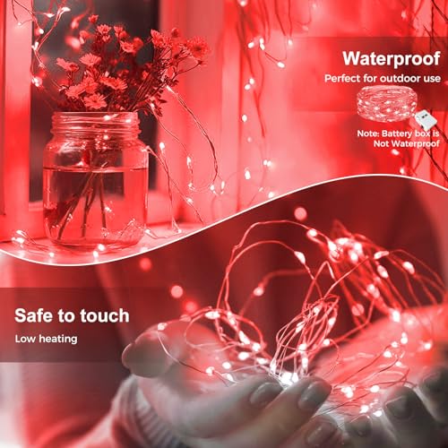 kolpop 12 Pack LED Fairy Lights Battery Operated, Mini Twinkle String Lights Battery Powered Waterproof for Christmas Mason Jars Party,Red - color: Red, size: 12 Pack