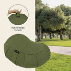 Retrospec Sedona Zafu Meditation Cushion with Buckwheat Hull Fill - Adjustable Yoga & Pilates Equipment Support - 17in Crescent Cotton Cover - color: Basil, size: 1 Count (Pack of 1)