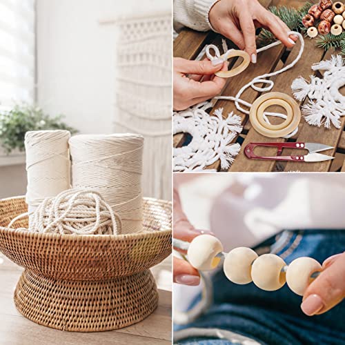 Hdviai 121Pcs Macrame Kit, Macrame Supplies 3mm x 109Yards Macrame Cord for Macrame Kits for Adults Beginners, with Accessories Like 100Pcs Beads and 10Pcs Wooden Rings for Macrame Plant Hanger Kit - size: 3MM x 109Yards Kit