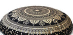 CRAFT KALA 32" Bohemian Floor Pillow Cover Boho Large Round Pouf Cover Mandala Meditation Room Pillows Cover for Adults Seating Poufs Cushion Cover for Kids Playroom Black Gold Trishul - color: Black Gold Trishul