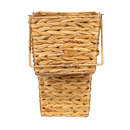 Household Essentials Wicker Stair Basket with Handles, Handwoven Water Hyacinth, Sits on Two Stairs, Lightweight, Natural - style: Water Hyacinth
